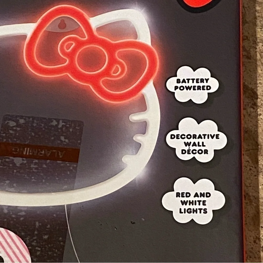 New!! HELLO KITTY Red Light-Up Wall Decor-Small
